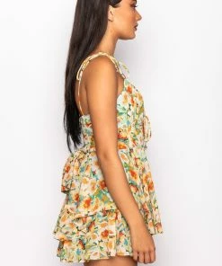 EVERYTHING AND MORE FLORAL ROMPER -FINESSE-shop everything and more floral romper yellow multi 4 4