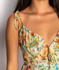 EVERYTHING AND MORE FLORAL ROMPER -FINESSE-shop everything and more floral romper yellow multi 6 6