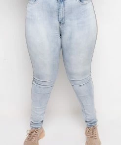 FLEX FIT EXTREME STRETCH HIGH WAIST PEARL SKINNY JEANS -FINESSE-shop extreme stretch high waist pearl skinny jeans light blue denim 4 4 c1