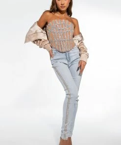 FLEX FIT EXTREME STRETCH HIGH WAIST PEARL SKINNY JEANS -FINESSE-shop extreme stretch high waist pearl skinny jeans light blue denim 6 6