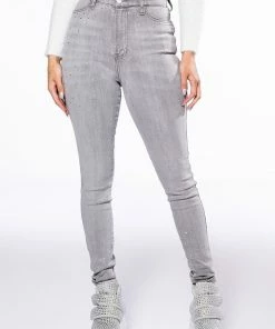 EXTREME STRETCH HIGH WAISTED SKINNY JEANS WITH RHINESTONES