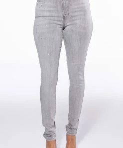 EXTREME STRETCH HIGH WAISTED SKINNY JEANS WITH RHINESTONES -FINESSE-shop extreme stretch high waisted skinny jeans with rhinestones grey 3 3