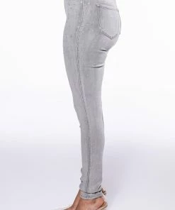 EXTREME STRETCH HIGH WAISTED SKINNY JEANS WITH RHINESTONES -FINESSE-shop extreme stretch high waisted skinny jeans with rhinestones grey 4 4