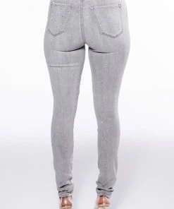 EXTREME STRETCH HIGH WAISTED SKINNY JEANS WITH RHINESTONES -FINESSE-shop extreme stretch high waisted skinny jeans with rhinestones grey 5 5