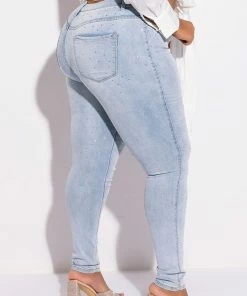 EXTREME STRETCH HIGH WAISTED SKINNY JEANS WITH RHINESTONES -FINESSE-shop extreme stretch high waisted skinny jeans with rhinestones light blue denim 2 2 c1