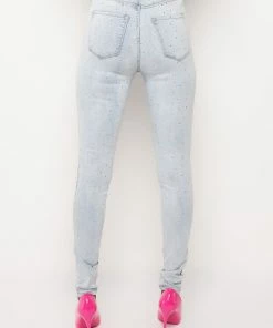 EXTREME STRETCH HIGH WAISTED SKINNY JEANS WITH RHINESTONES -FINESSE-shop extreme stretch high waisted skinny jeans with rhinestones light blue denim 5 5