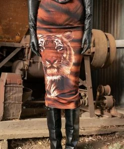 EYE OF THE TIGER MESH MIDI SKIRT