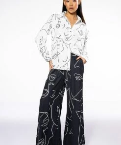 FACES WIDE LEG PANT -FINESSE-shop faces wide leg pant black white 3 3