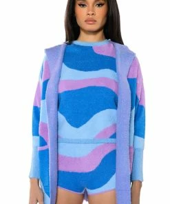 FAR OUT KNIT HOT PANTS -FINESSE-shop far out knit hot pants blue multi 3 3