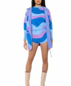 FAR OUT KNIT HOT PANTS -FINESSE-shop far out knit hot pants blue multi 5 5