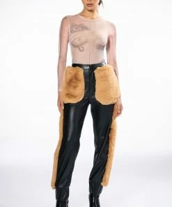 FASHION AND COZY FAUX LEATHER WITH FUR JOGGERS -FINESSE-shop fashion and cozy faux leather with fur joggers black 8 8