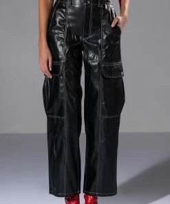 FASHIONABLY LATE FAUX LEATHER RELAXED FIT PANT