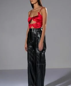 FASHIONABLY LATE FAUX LEATHER RELAXED FIT PANT -FINESSE-shop fashionably late faux leather relaxed fit pant black 4 4