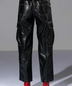 FASHIONABLY LATE FAUX LEATHER RELAXED FIT PANT -FINESSE-shop fashionably late faux leather relaxed fit pant black 7 7 c1