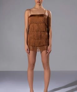 FEELING FAB FRINGE MINI ROMPER -FINESSE-shop feeling fab fringe mini romper brown 4 4