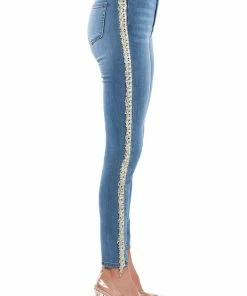 FELLING LIKE A STAR HIGH RISE RHINESTONE SKINNY JEANS -FINESSE-shop felling like a star high rise rhinestone skinny jeans medium blue denim 4 4 c1