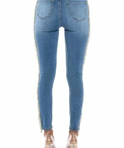 FELLING LIKE A STAR HIGH RISE RHINESTONE SKINNY JEANS -FINESSE-shop felling like a star high rise rhinestone skinny jeans medium blue denim 5 5 c1