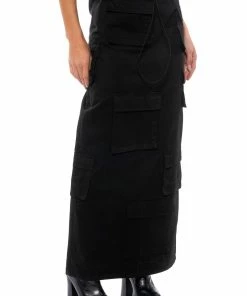 FIELD OF DREAMS CARGO MAXI SKIRT IN BLACK