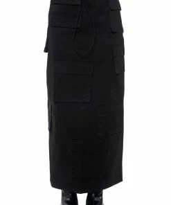 FIELD OF DREAMS CARGO MAXI SKIRT IN BLACK -FINESSE-shop field of dreams cargo maxi skirt in black black 4 4 c1