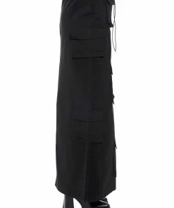 FIELD OF DREAMS CARGO MAXI SKIRT IN BLACK -FINESSE-shop field of dreams cargo maxi skirt in black black 5 5 c1