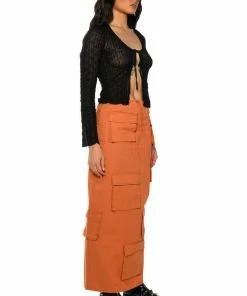 FIELD OF DREAMS CARGO MAXI SKIRT -FINESSE-shop field of dreams cargo maxi skirt orange 4 4