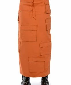 FIELD OF DREAMS CARGO MAXI SKIRT -FINESSE-shop field of dreams cargo maxi skirt orange 5 5