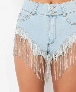 FIESTA RHINESTONE DENIM SHORTS -FINESSE-shop fiesta rhinestone denim shorts light blue denim 4 4