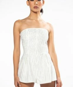FIFTH AVE FLARE RHINESTONE ROMPER -FINESSE-shop fifth ave flare rhinestone romper white 5 5