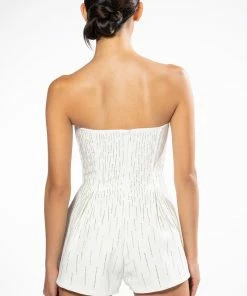 FIFTH AVE FLARE RHINESTONE ROMPER -FINESSE-shop fifth ave flare rhinestone romper white 7 7