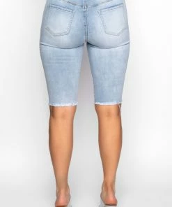 FLEX FIT EXTREME STRETCH DISTRESSED BERMUDA SHORTS -FINESSE-shop flex fit extreme stretch distressed bermuda shorts light blue denim 6 6