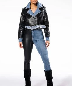 EXTREME STRETCH HIGH WAIST SKINNY JEANS -FINESSE-shop flex fit extreme stretch half and half pu high waist skinny jeans black denim 2 2 c1