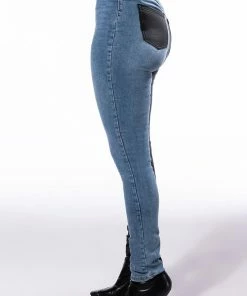 EXTREME STRETCH HIGH WAIST SKINNY JEANS -FINESSE-shop flex fit extreme stretch half and half pu high waist skinny jeans black denim 7 7 c1