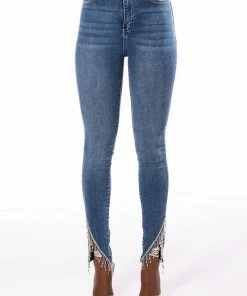 FLEX FIT EXTREME STRETCH HIGH RISE SKINNY JEANS WITH RHINESTONE ANKLE DETAILING -FINESSE-shop flex fit extreme stretch high rise skinny jeans with rhinestone ankle detailing medium blue denim 3 3 c1