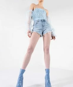 FLEX-FIT HIGH WAISTED SUPER STRETCHY DENIM SHORTS -FINESSE-shop flex fit extreme stretch high waisted denim shorts light blue denim 6 6