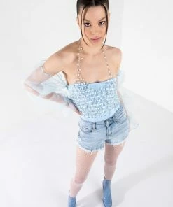 FLEX-FIT HIGH WAISTED SUPER STRETCHY DENIM SHORTS -FINESSE-shop flex fit extreme stretch high waisted denim shorts light blue denim 8 8