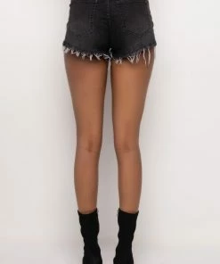 FLEX-FIT HIGH WAISTED SUPER STRETCHY DENIM SHORTS -FINESSE-shop flex fit high waisted super stretchy denim shorts black grey 9 9