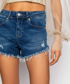 FLEX-FIT HIGH WAISTED SUPER STRETCHY DENIM SHORTS -FINESSE-shop flex fit high waisted super stretchy denim shorts medium blue denim 7 7