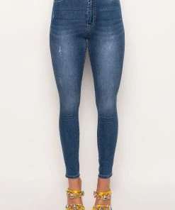 FLEX-FIT HIGH WAISTED SUPER STRETCHY SKINNY JEANS -FINESSE-shop flex fit high waisted super stretchy skinny jeans medium blue denim 5 5