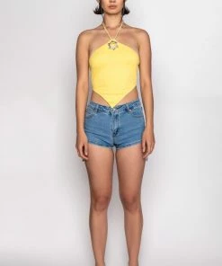 FLORENCE RHINESTONE CUT OUT DENIM SHORT -FINESSE-shop florence rhinestone cut out denim short medium blue denim 8 8