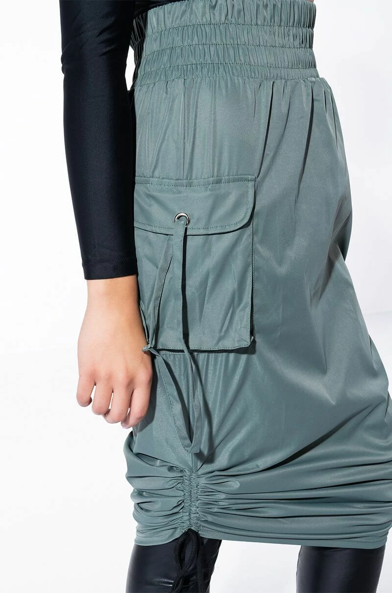 FOLLOW ME ADJUSTABLE CARGO SKIRT IN OLIVE 8 FOLLOW ME ADJUSTABLE CARGO SKIRT IN OLIVE - Image 8