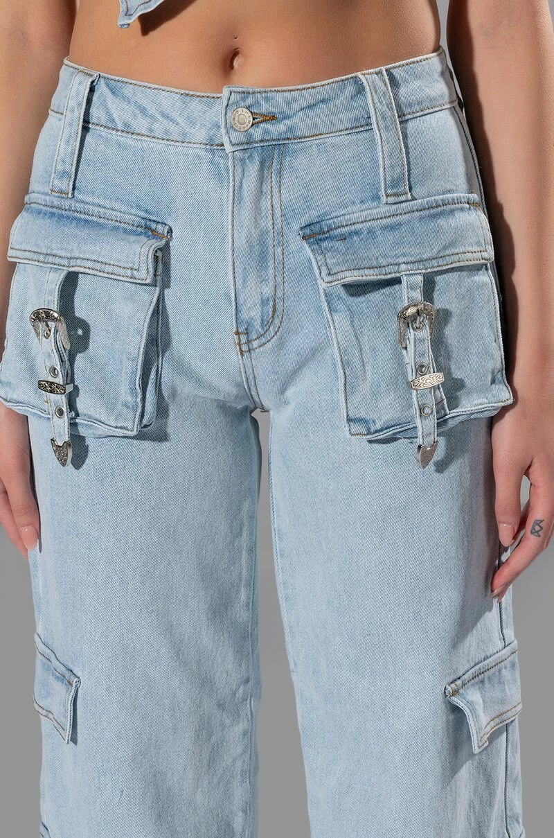 FOR REAL BUCKLE DETAIL RELAXED FIT JEANS 6 FOR REAL BUCKLE DETAIL RELAXED FIT JEANS - Image 6