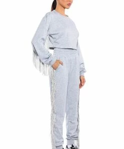 FRINGE ALL THE WAY JOGGER -FINESSE-shop fringe all the way jogger heather grey 5 5