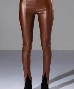 FULL OF SECRETS SPLIT FRONT TROUSER -FINESSE-shop full of secrets split front trouser brown 5 5