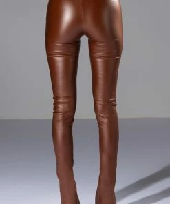 FULL OF SECRETS SPLIT FRONT TROUSER -FINESSE-shop full of secrets split front trouser brown 7 7