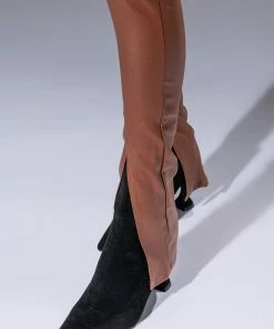 FULL OF SECRETS SPLIT FRONT TROUSER -FINESSE-shop full of secrets split front trouser brown 8 8