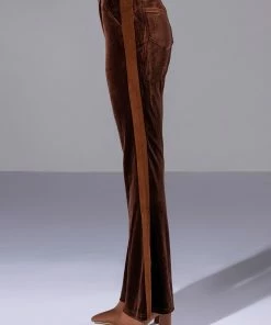 GABRIELLE VELVET FLARE TROUSER -FINESSE-shop gabrielle velvet flare trouser brown 4 4