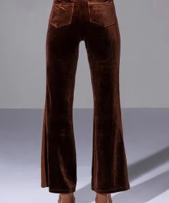 GABRIELLE VELVET FLARE TROUSER -FINESSE-shop gabrielle velvet flare trouser brown 5 5