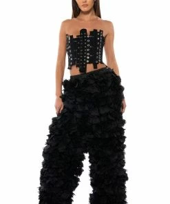 GARDEN OF EDEN APPLIQUE PANTS IN BLACK -FINESSE-shop garden of eden applique pants in black black 3 3