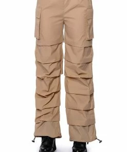 GET DOWN RUCHED PARACHUTE PANT -FINESSE-shop get down ruched parachute pant taupe 4 4
