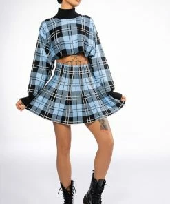 GIANNA KNIT MINI SKIRT -FINESSE-shop gianna knit mini skirt blue multi 5 5